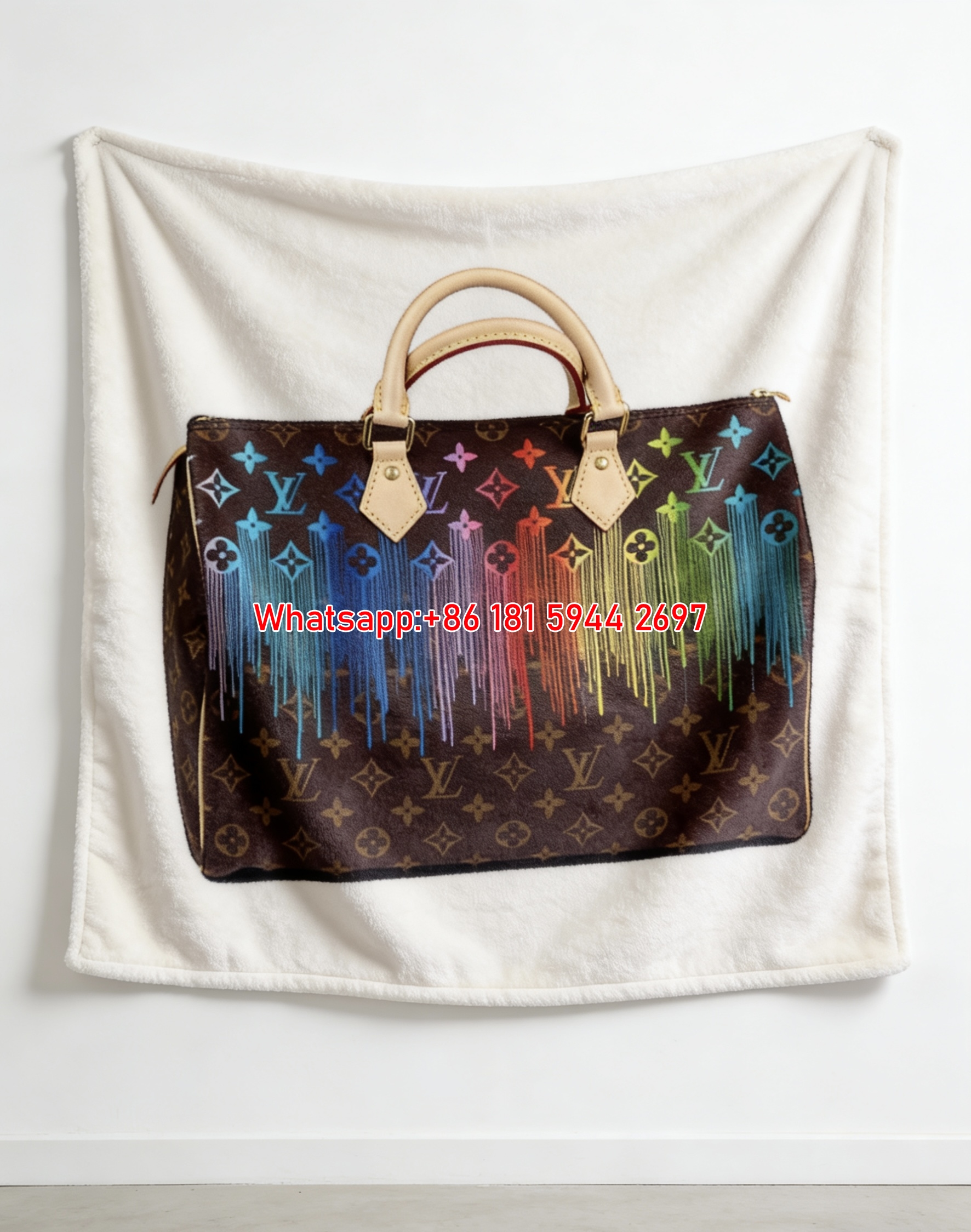 LV Rainbow Drip Blanket LV Colorful Monogram Throw 068